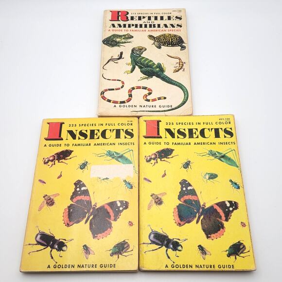 Vintage Golden Nature Guides Insects & Reptiles Books Lot 1950s Set of 3 - Picture 1 of 8